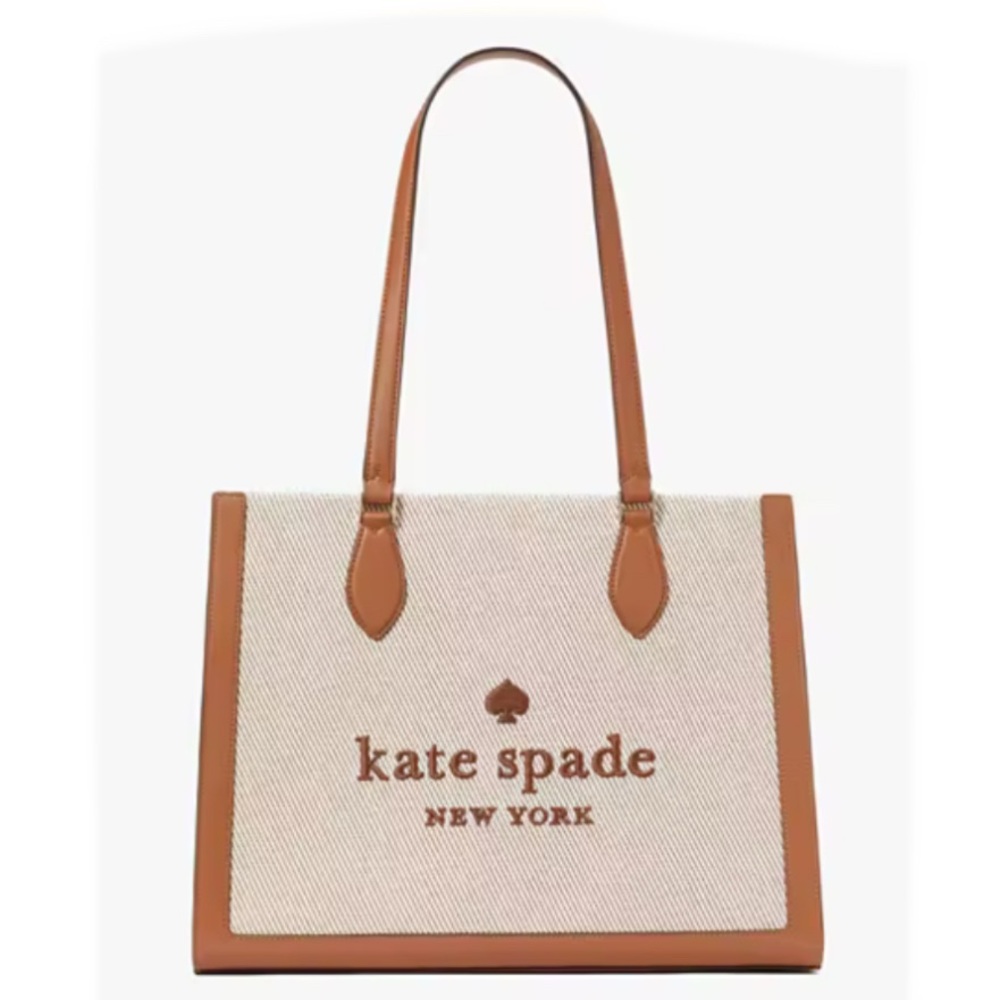 Kate Spade Ellie Large Tote Bag ~ Canvas & Leather Logo Satchel Handbag Purse - Picture 7 of 8
